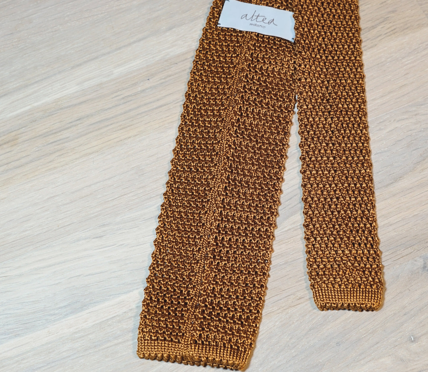 Altea knitted bronze silk tie - The Bespoke Shop