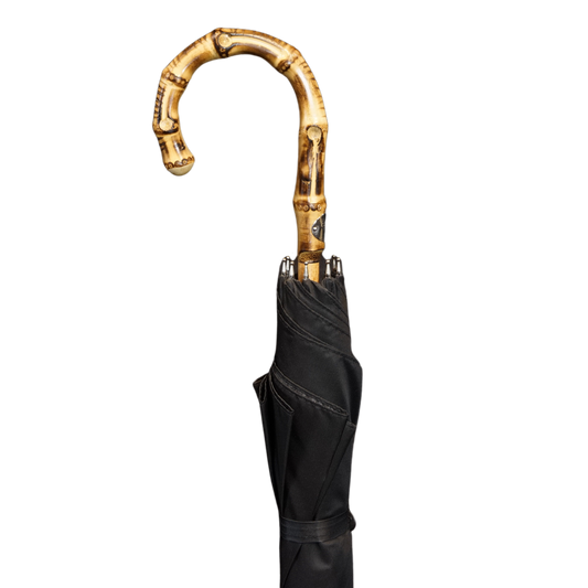 Black Bamboo Wooden Stick Umbrella - The Bespoke Shop