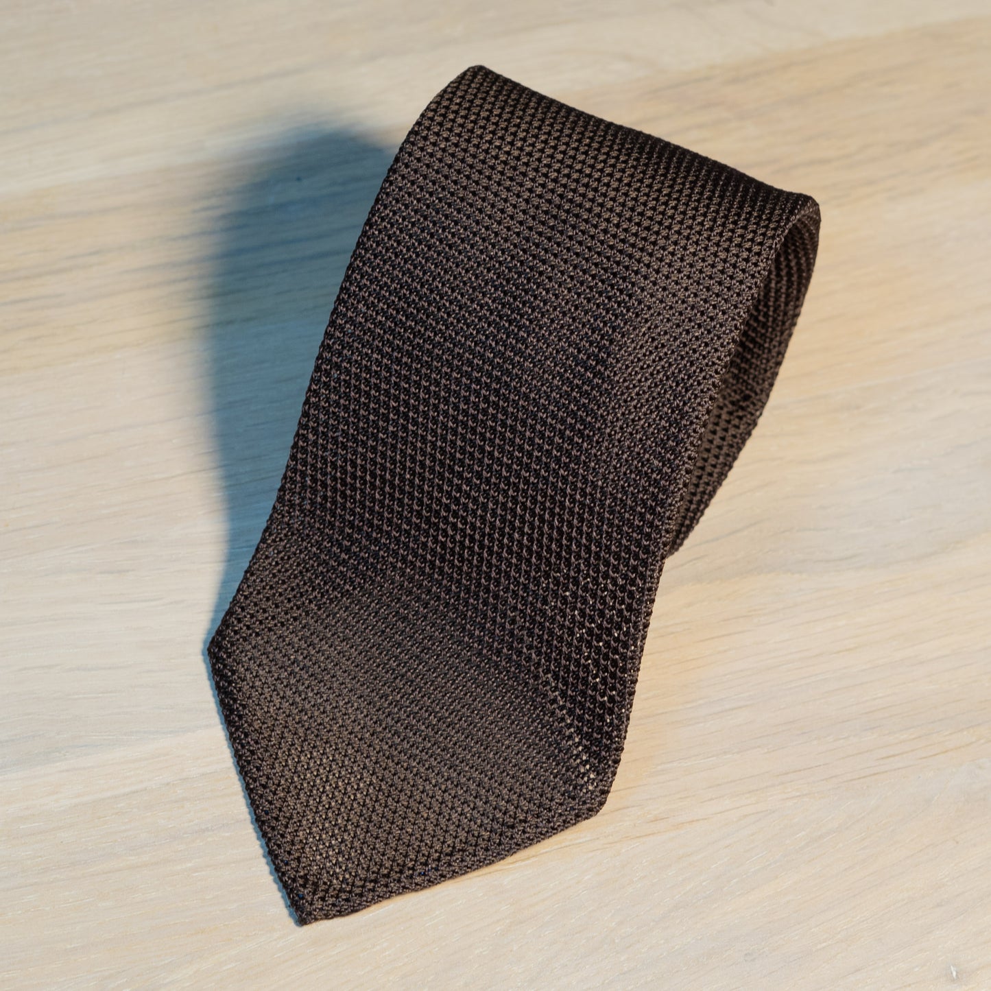 Dark Brown Garza Fina Grenadine Silk Tie Untipped - The Bespoke Shop