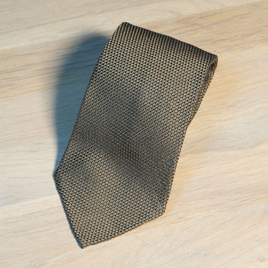 Light Olive Garza Fina Grenadine Silk Tie Untipped - The Bespoke Shop