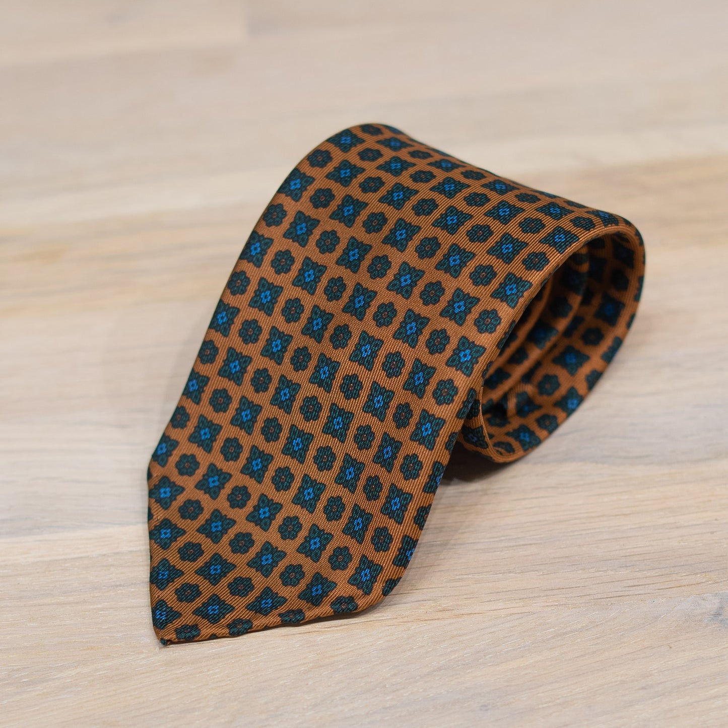 Mustard Medallion Madder Silk Tie Untipped - The Bespoke Shop