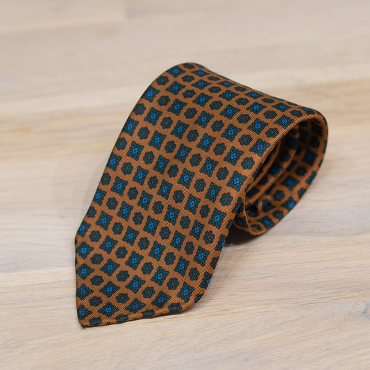 Mustard Medallion Madder Silk Tie Untipped - The Bespoke Shop