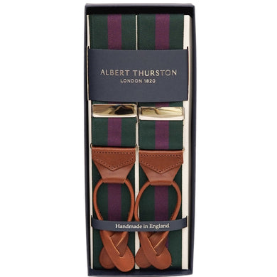 Green/Purple Stripe Albert Thurston Braces - The Bespoke Shop 