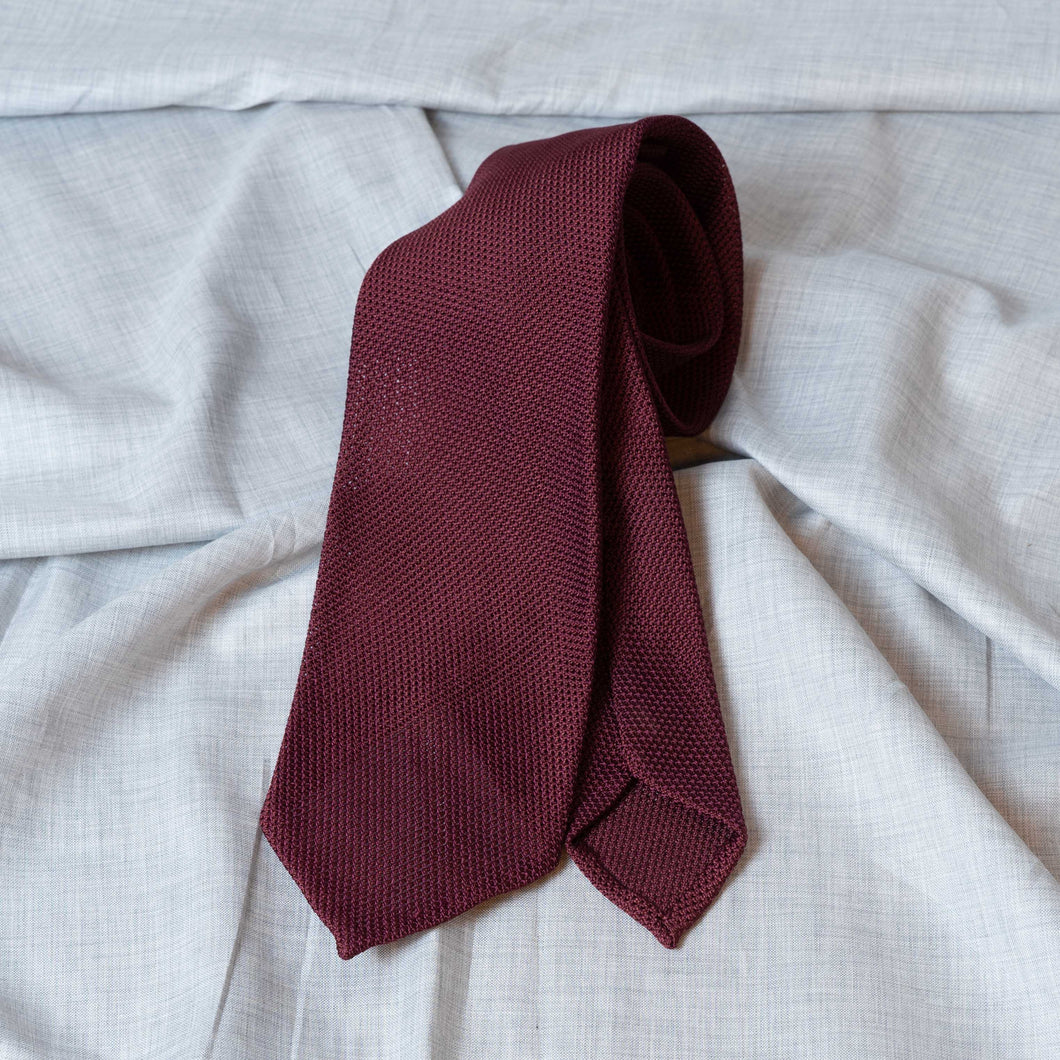 Wine Red Garza Fina Grenadine Silk Tie Untipped - E.G Cappelli handmade Tie
