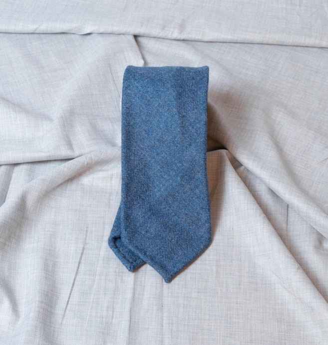 Solid Light Blue Untipped Wool - E.G Cappelli handmade Tie