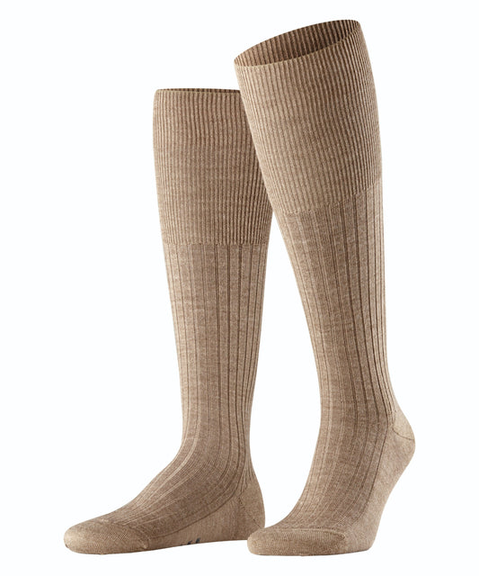 Bristol Beige Melange Wool Knee-high Socks - The Bespoke Shop