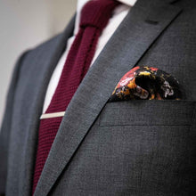 Load image into Gallery viewer, Silk Pocket square - Flowers on a Fountain with a Peacock - The Bespoke Shop
