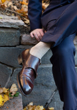 Load image into Gallery viewer, Beige Over The Calf Ribbed Cashmere/Wool Socks - The Bespoke Shop
