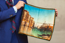 Load image into Gallery viewer, Silk pocket square - View of Canal Grande in Venice - The Bespoke Shop
