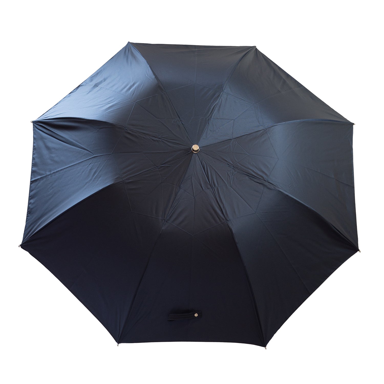 Chestnut Handle Folded Umbrella - Navy Blue - The Bespoke Shop