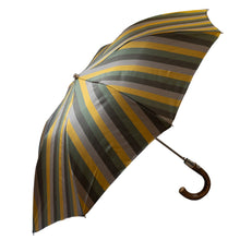 Load image into Gallery viewer, Chestnut Handle Folded Umbrella -Multicoloured stripes - The Bespoke Shop 

