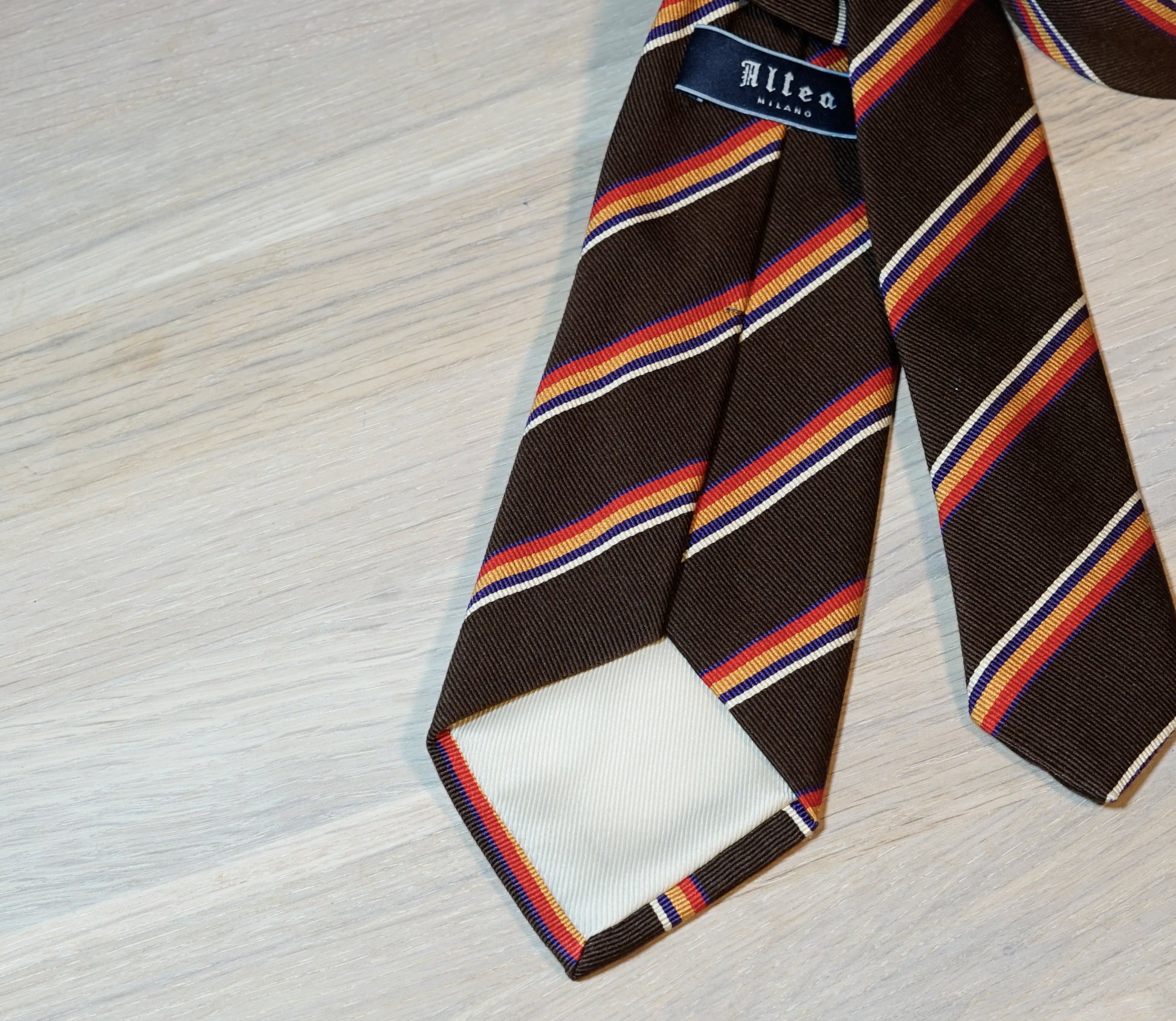 Altea Brown multicolor regimental silk Tie - The Bespoke Shop 