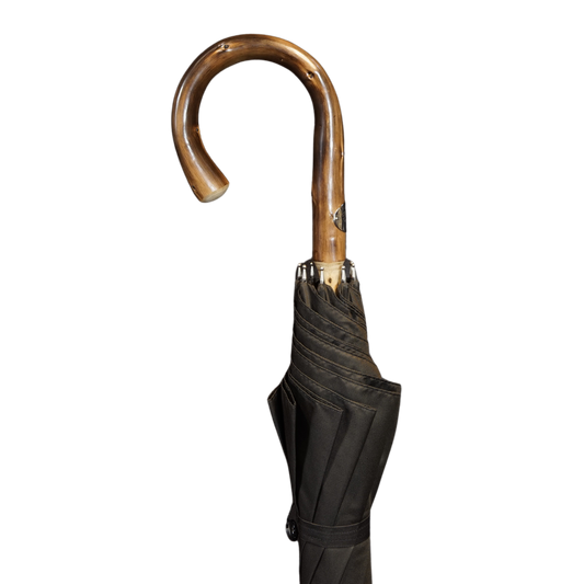 Dark Green Chestnut Solid Stick Umbrella - The Bespoke Shop 
