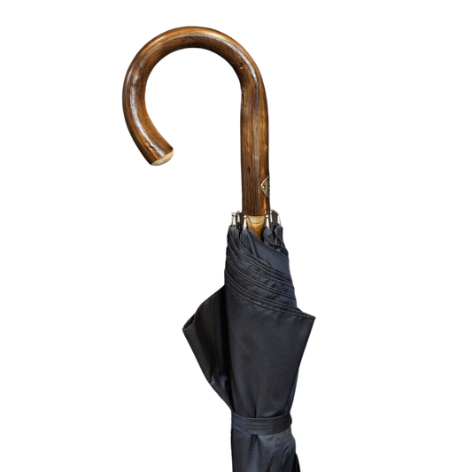 Navy Chestnut Wooden Stick Umbrella - The Bespoke Shop 