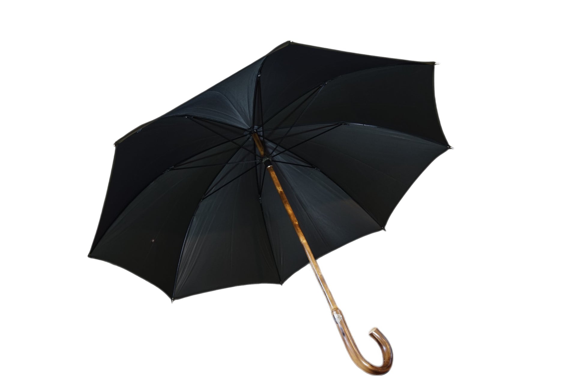 Navy Chestnut Wooden Stick Umbrella - The Bespoke Shop 