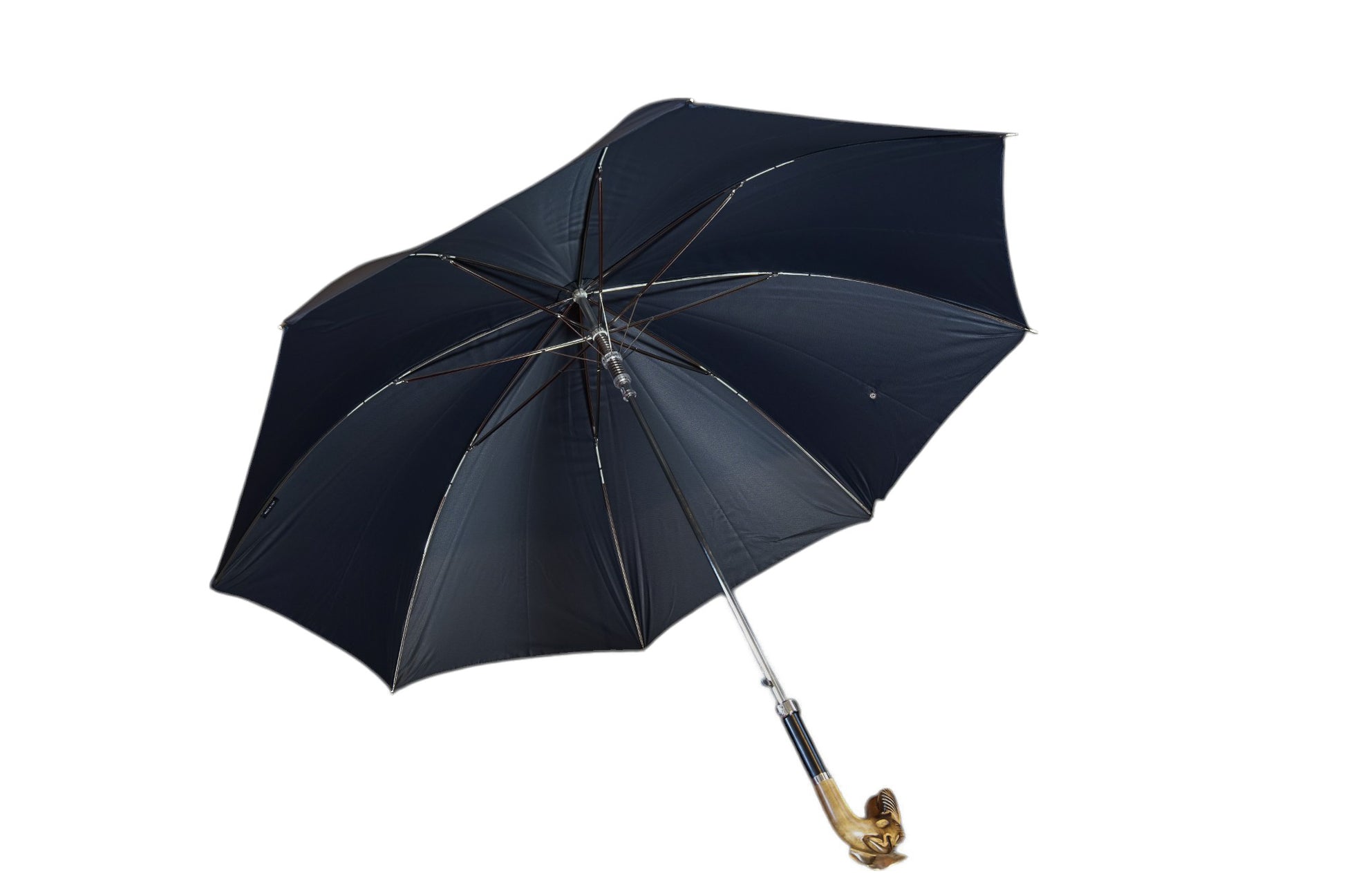 Hand Carved Schnauzer Navy Umbrella - The Bespoke Shop 