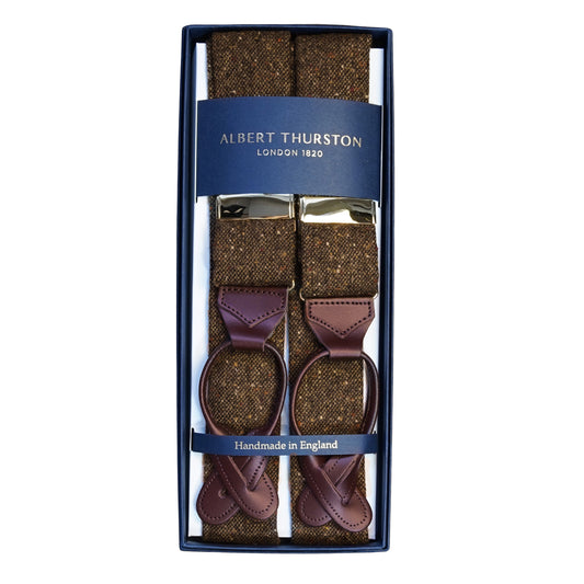 Brown Donegal tweed Braces - The Bespoke Shop 