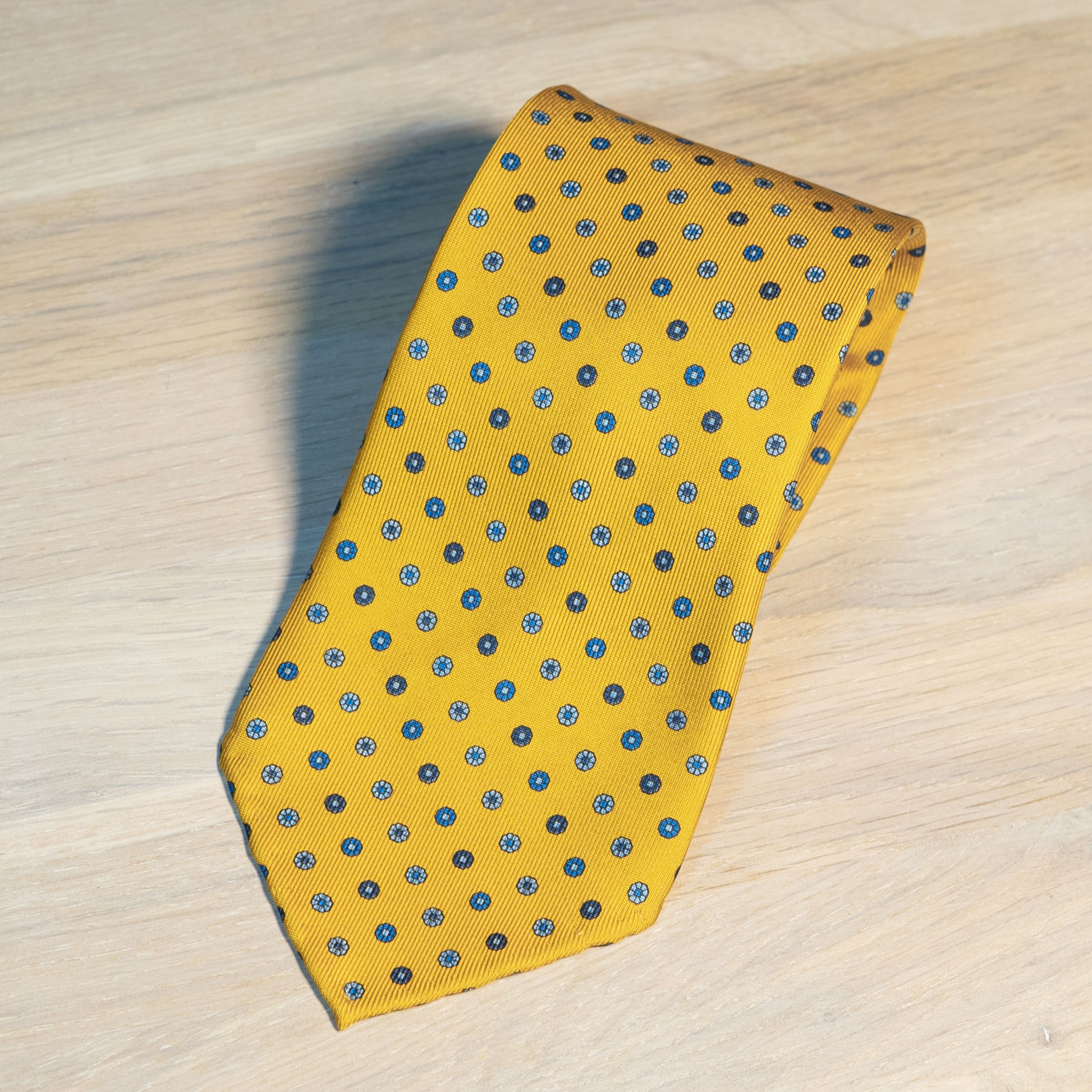 Yellow Medallion Madder Silk Tie Untipped - The Bespoke Shop 