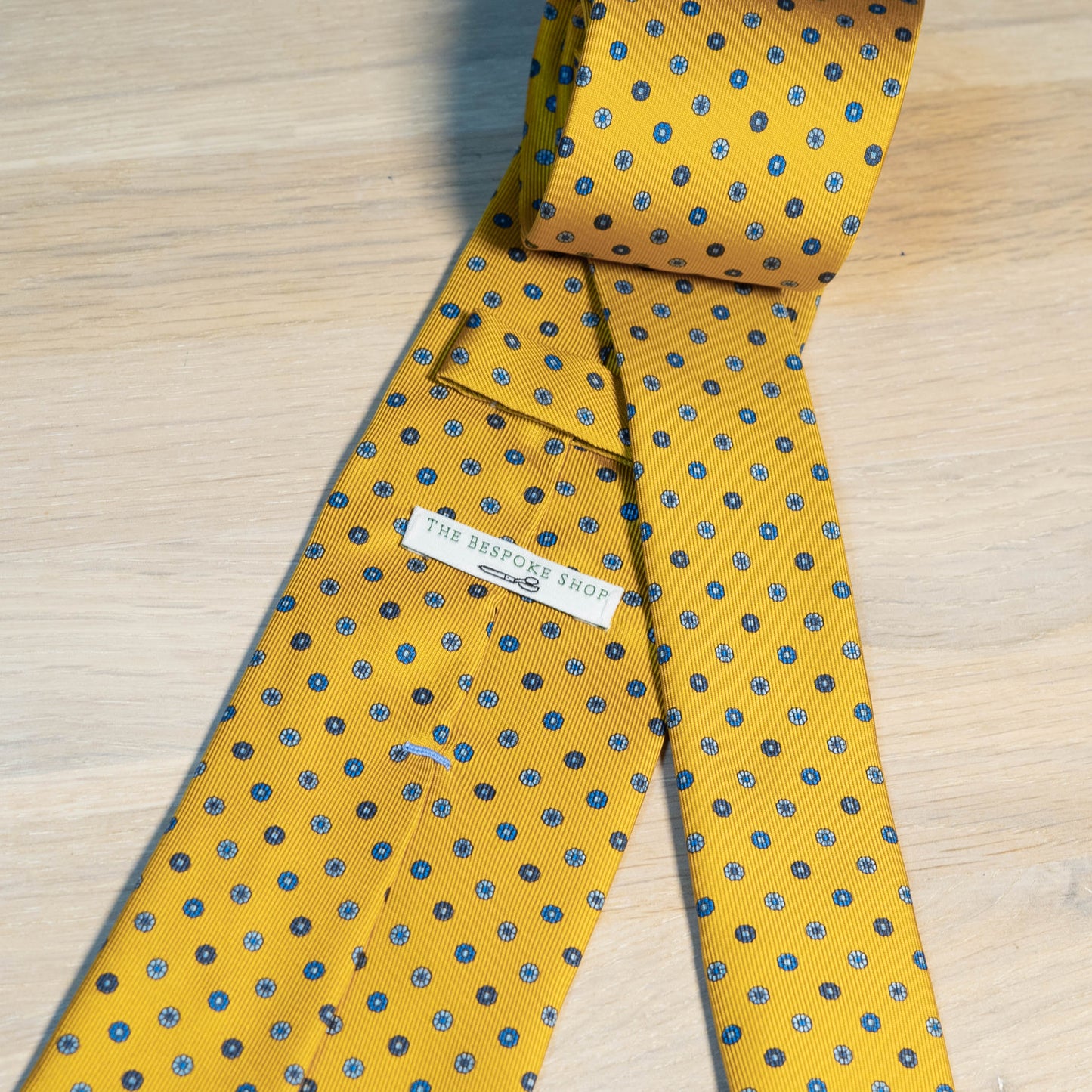 Yellow Medallion Madder Silk Tie Untipped - The Bespoke Shop 