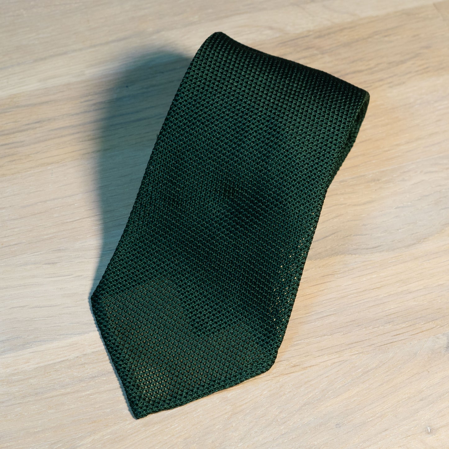 Forest Green Garza Fina Grenadine Silk Tie Untipped - The Bespoke Shop 
