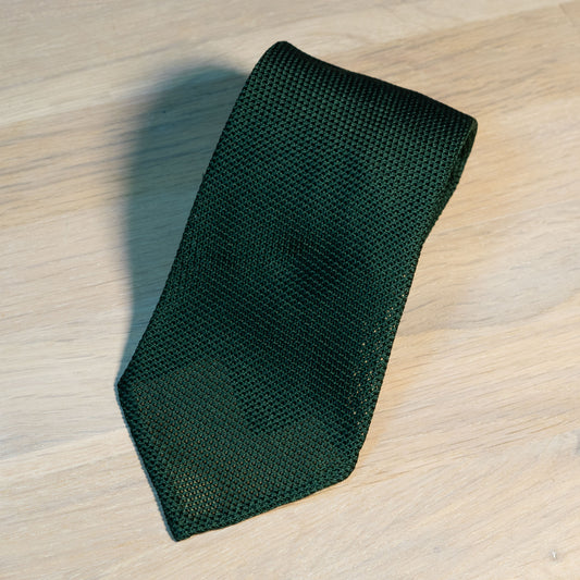 Forest Green Garza Fina Grenadine Silk Tie Untipped - The Bespoke Shop 