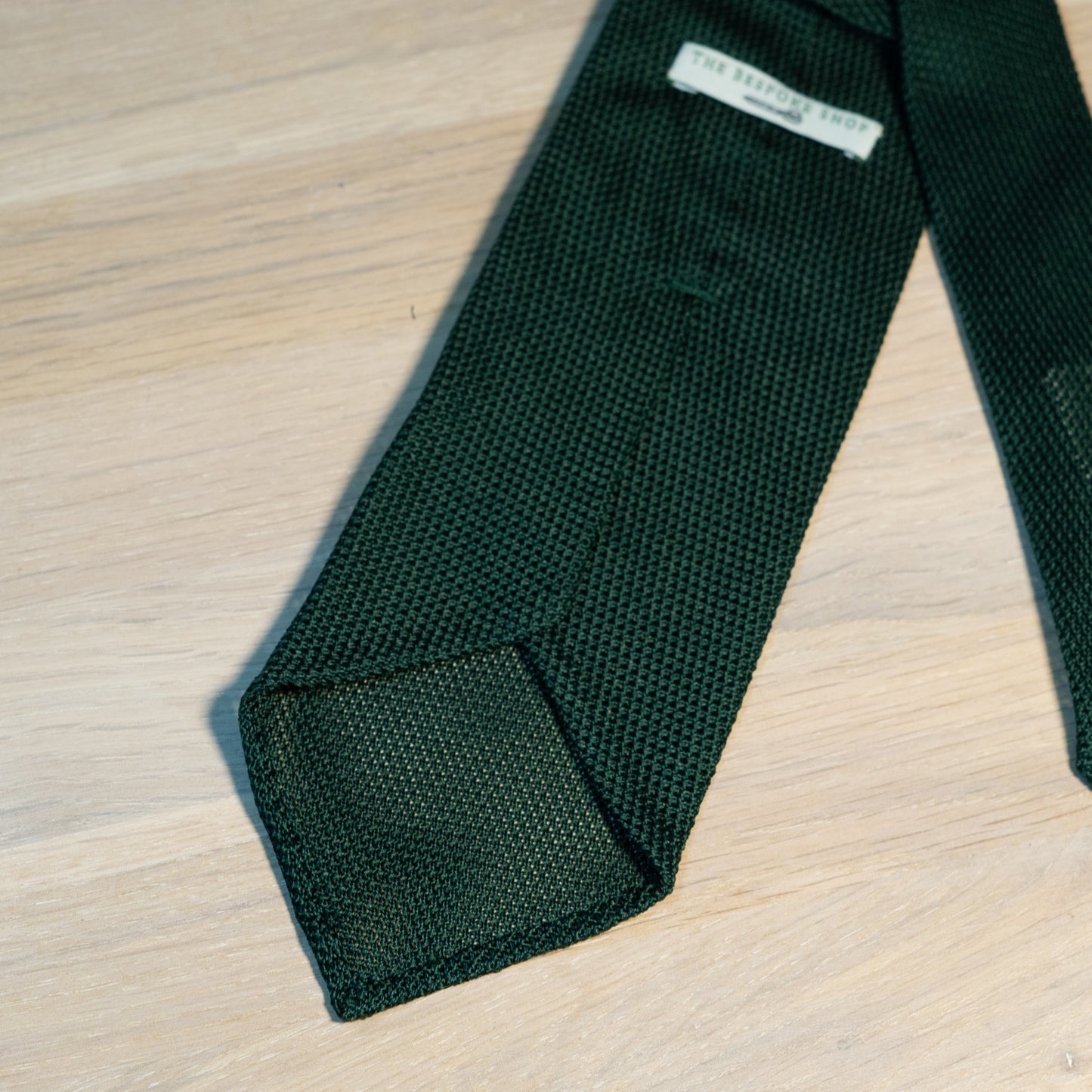 Forest Green Garza Fina Grenadine Silk Tie Untipped - The Bespoke Shop 