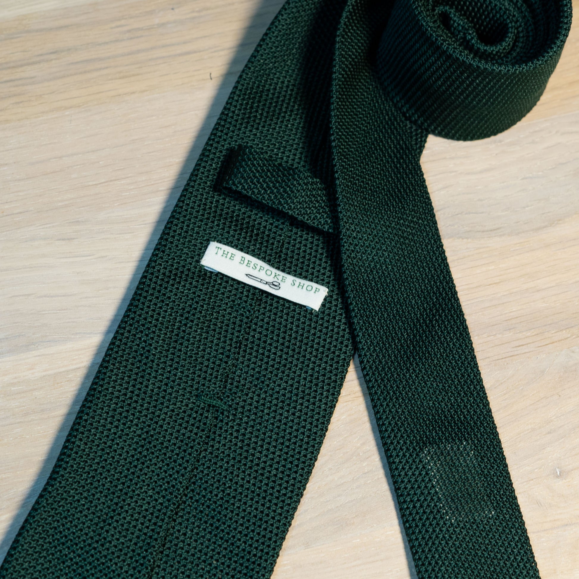 Forest Green Garza Fina Grenadine Silk Tie Untipped - The Bespoke Shop 