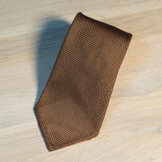 Mid. Brown Garza Fina Grenadine Silk Tie Untipped - The Bespoke Shop 