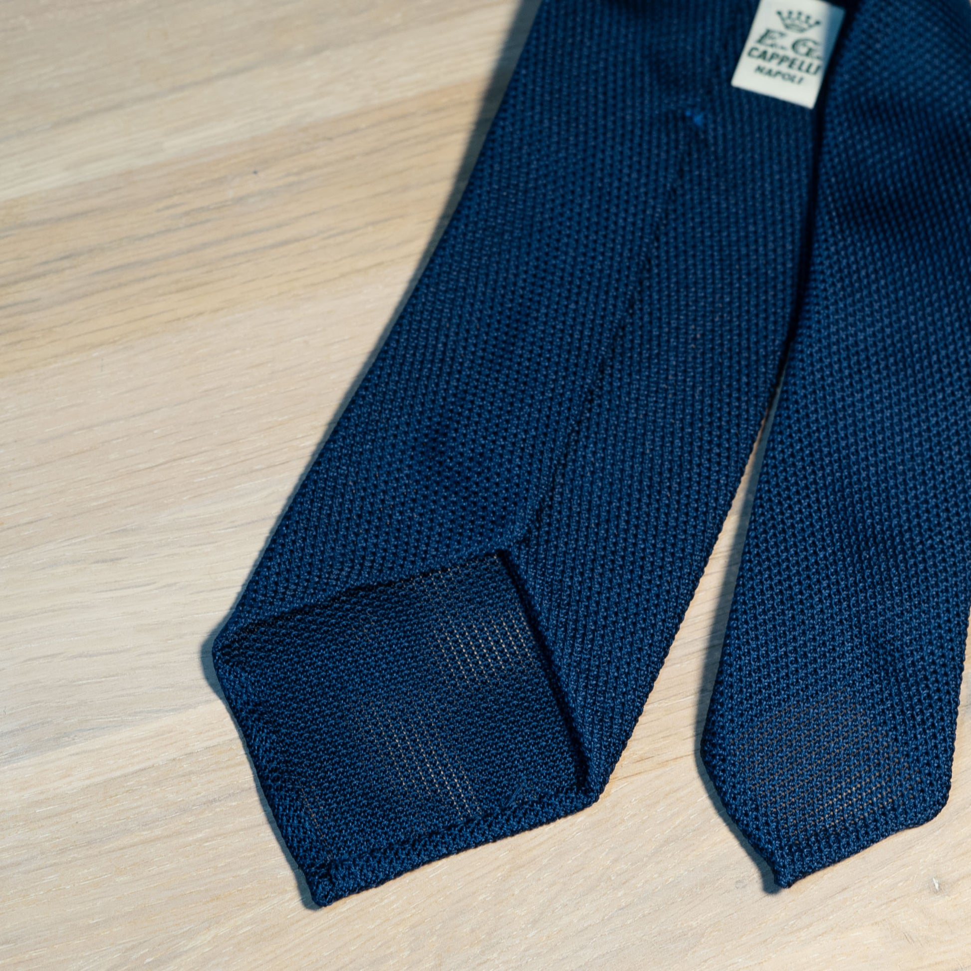 Navy Garza Fina Grenadine Silk Tie Untipped - The Bespoke Shop 