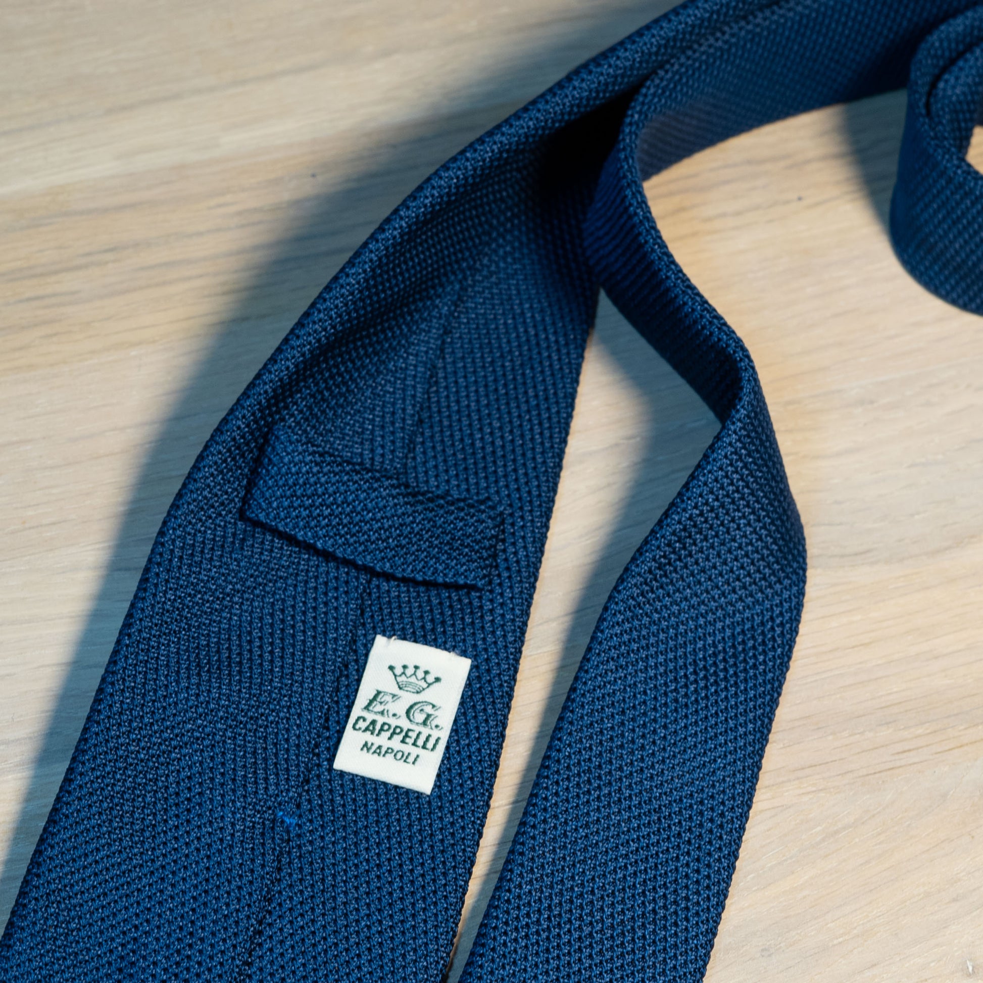 Navy Garza Fina Grenadine Silk Tie Untipped - The Bespoke Shop 