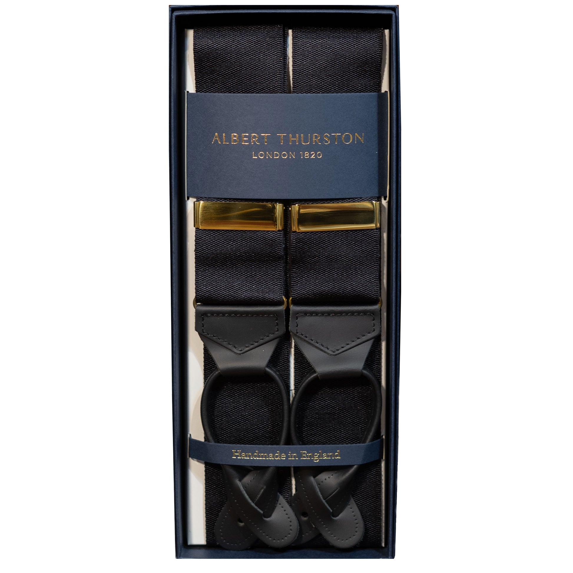 Albert Thurston - Black Braces - Gilt Fittings - The Bespoke Shop 