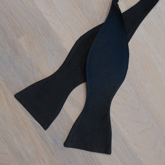 Black Plain Silk Bowtie - The Bespoke Shop 