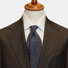 Load image into Gallery viewer, Denim Blue Grenadine Shantung Silk Tie Untipped - The Bespoke Shop 
