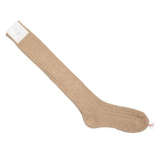 Load image into Gallery viewer, Beige Over The Calf Ribbed Cashmere/Wool Socks - The Bespoke Shop
