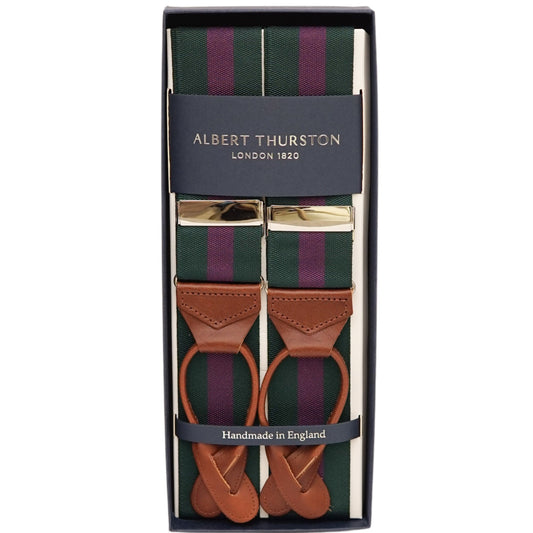 Green/Purple Stripe Albert Thurston Braces - The Bespoke Shop