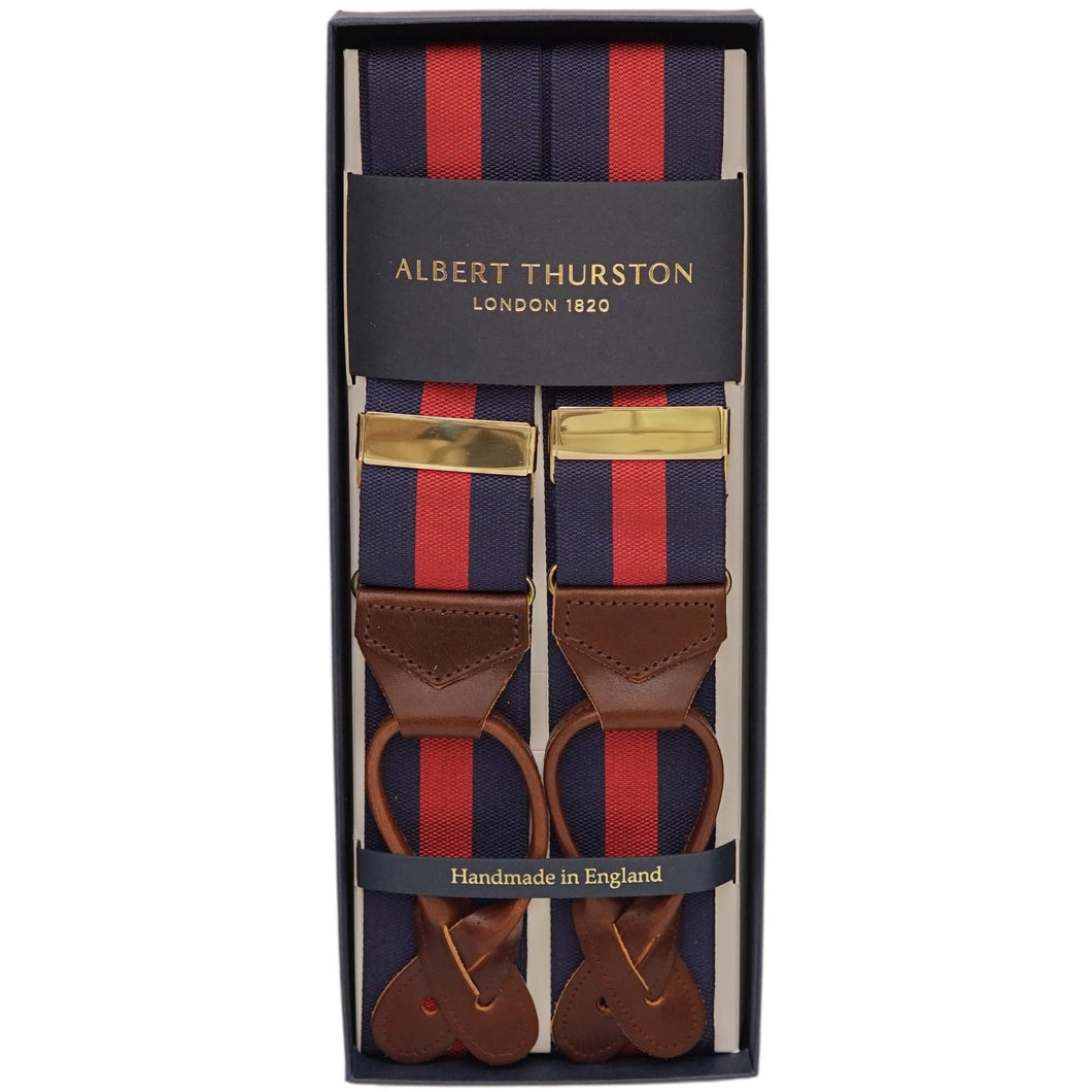 Navy And Red Striped Braces - The Bespoke Shop 