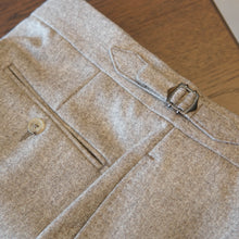 Load image into Gallery viewer, Beige Woollen Flannel Trousers - VBC - The Bespoke Shop 
