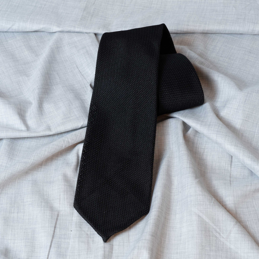 Black Garza Fina Grenadine Silk Tie Untipped - The Bespoke Shop 