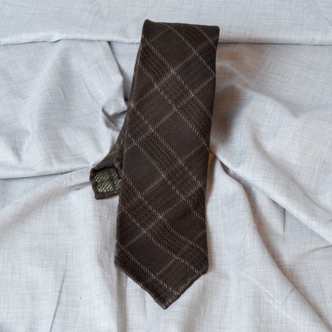 Brown Prince of Wales Silk Tie Untipped - The Bespoke Shop 