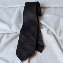 Load image into Gallery viewer, Navy/Brown Stripe Garza Fina Grenadine Silk Tie Untipped - The Bespoke Shop 
