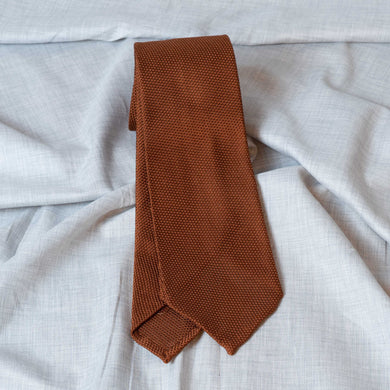 Rust Garza Fina Grenadine Silk Tie Untipped - The Bespoke Shop 
