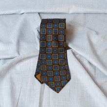 Load image into Gallery viewer, Black/Beige Medallion Madder Silk Tie Untipped - The Bespoke Shop 
