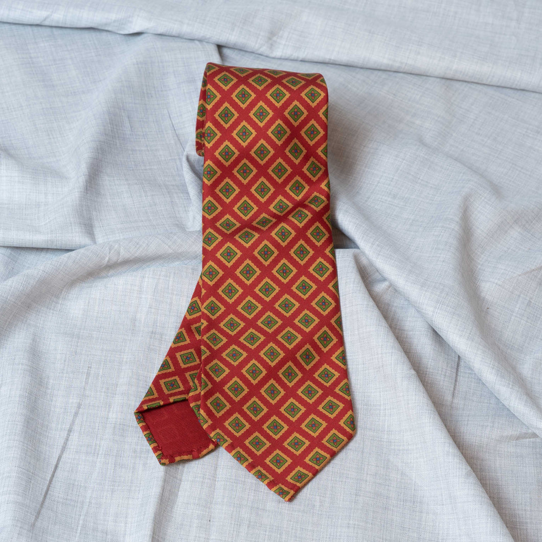 Red/Orange Ancient Madder Silk Tie Untipped - The Bespoke Shop 
