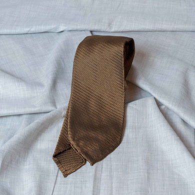 Brown Structured Silk Tie Untipped - The Bespoke Shop 