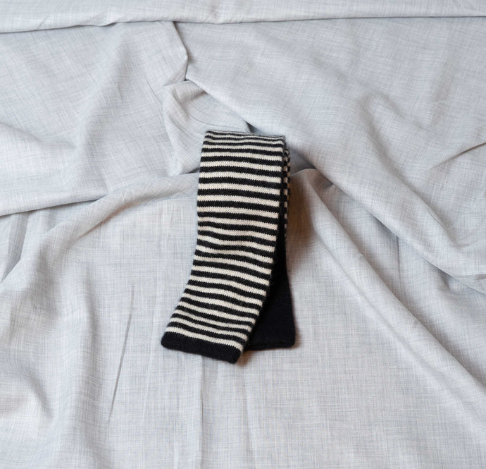 Black/White Stripe Knitted Cashmere Tie - The Bespoke Shop 