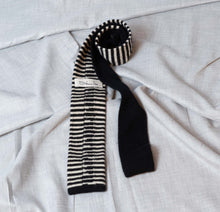 Load image into Gallery viewer, Black/White Stripe Knitted Cashmere Tie - The Bespoke Shop 
