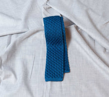 Load image into Gallery viewer, Cool Blue Knitted Wool Tie - The Bespoke Shop 
