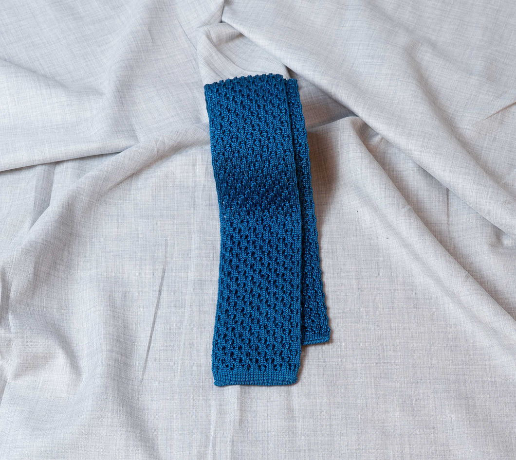 Cool Blue Knitted Wool Tie - The Bespoke Shop 