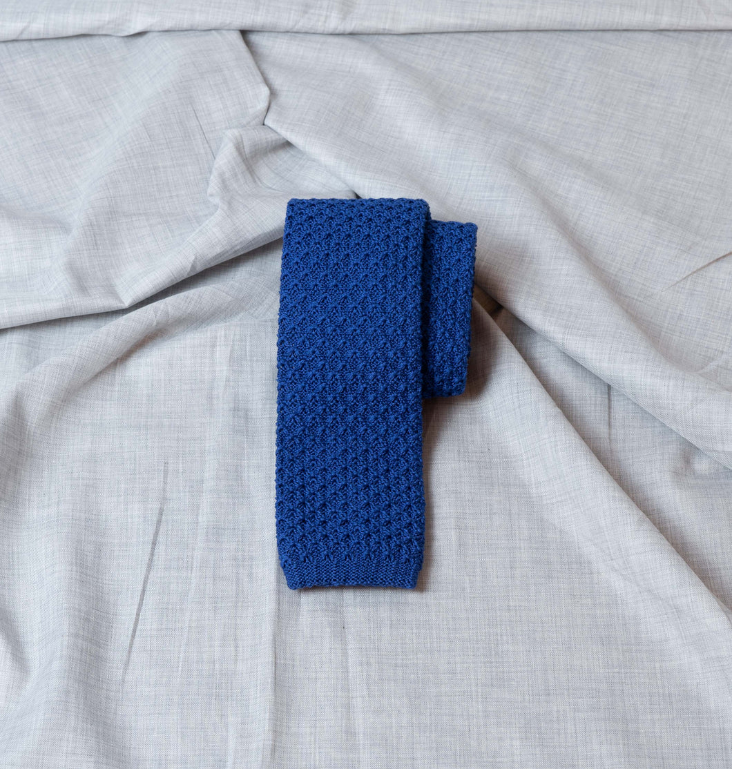 Blue Knitted Wool Tie - The Bespoke Shop 