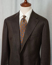 Load image into Gallery viewer, Orange/Navy Medallion Madder Silk Tie Untipped - The Bespoke Shop 
